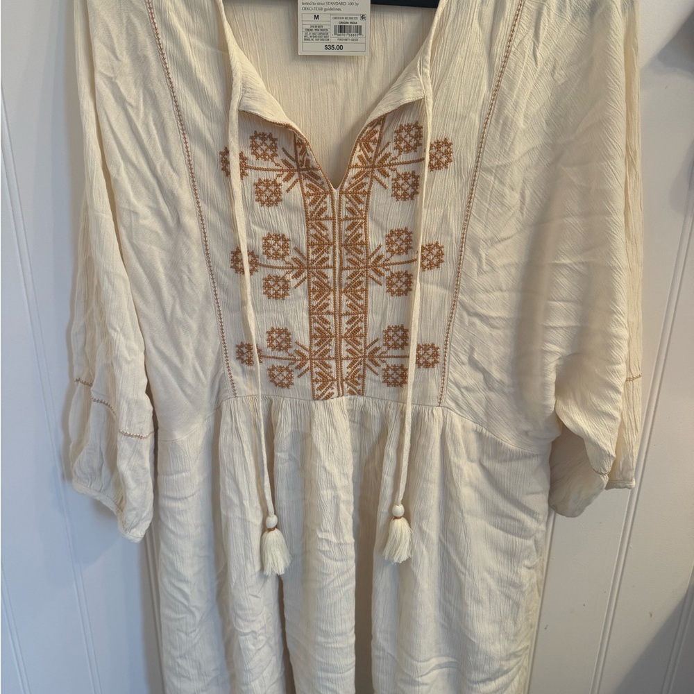 Knox Rose Cream Blouse with Brown Embroidery
